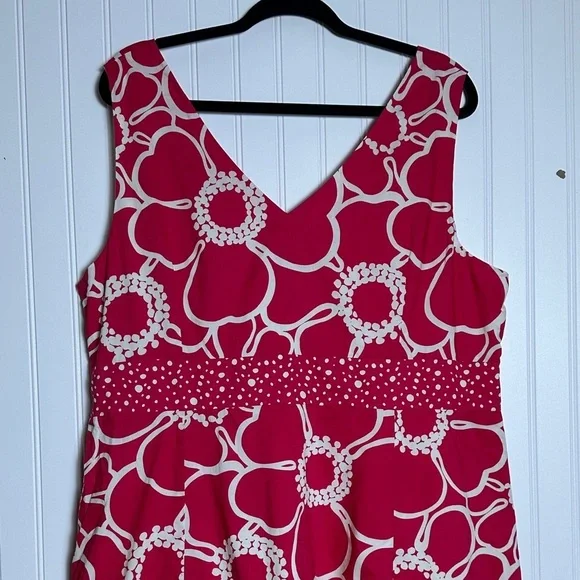 Boden Pink White Floral Alfani Floral Dress V-neckline sleeveless cotton 18L - Picture 10 of 11